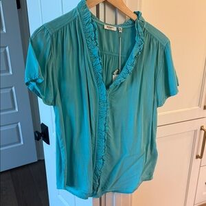 NWT DYLAN Teal Ruffled Blouse